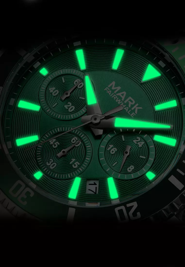 Unisex Alloy Chronograph Quartz Watch, 45mm, Stainless Steel Bracelet