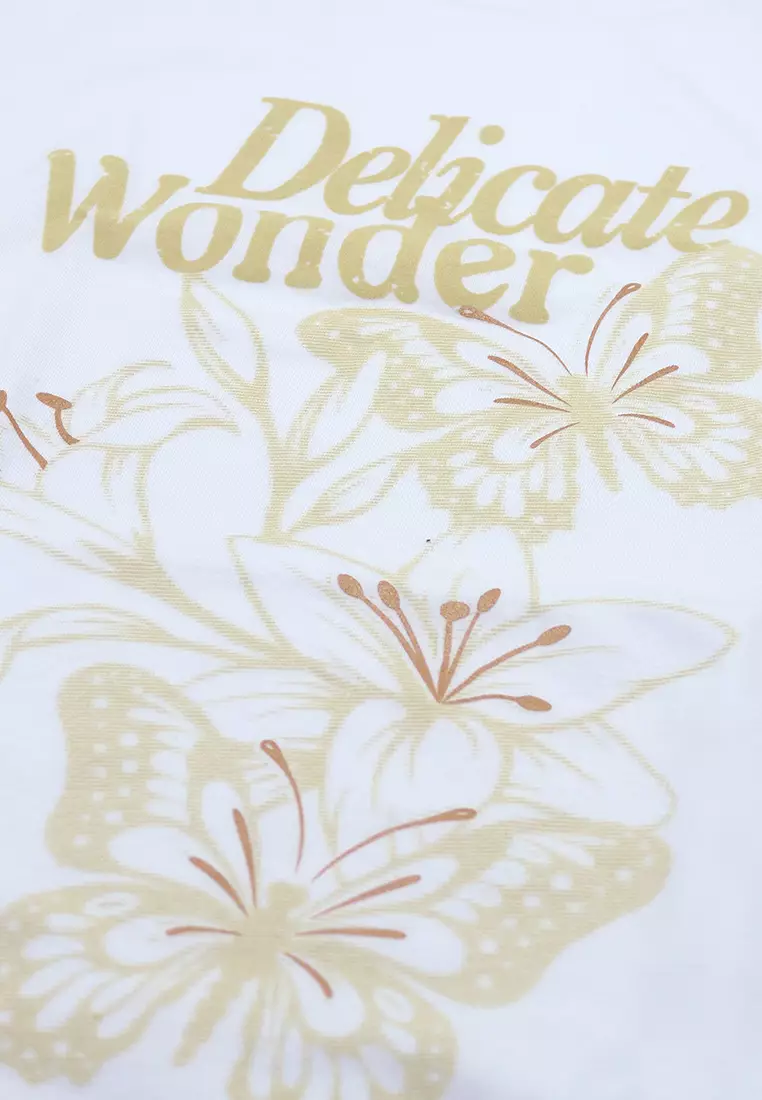 Ladies White Graphic T-shirt "Delicate Wonder"