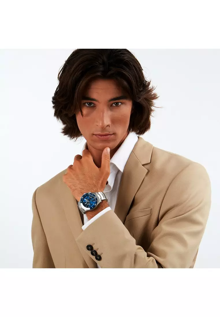 【2年保養】瑪莎拉蒂Competizione 43mm 男士石英腕錶 Luminous Dial Hands R8873600002 Japan Movement