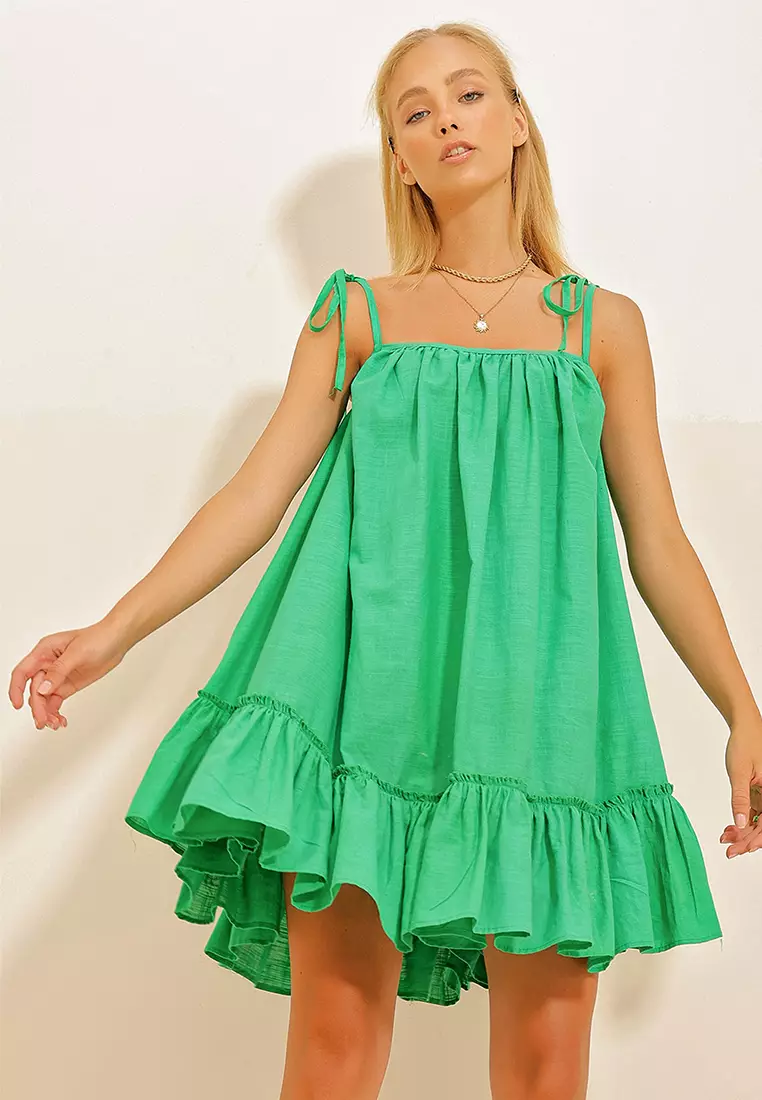 Flounce Terry Cotton Dress