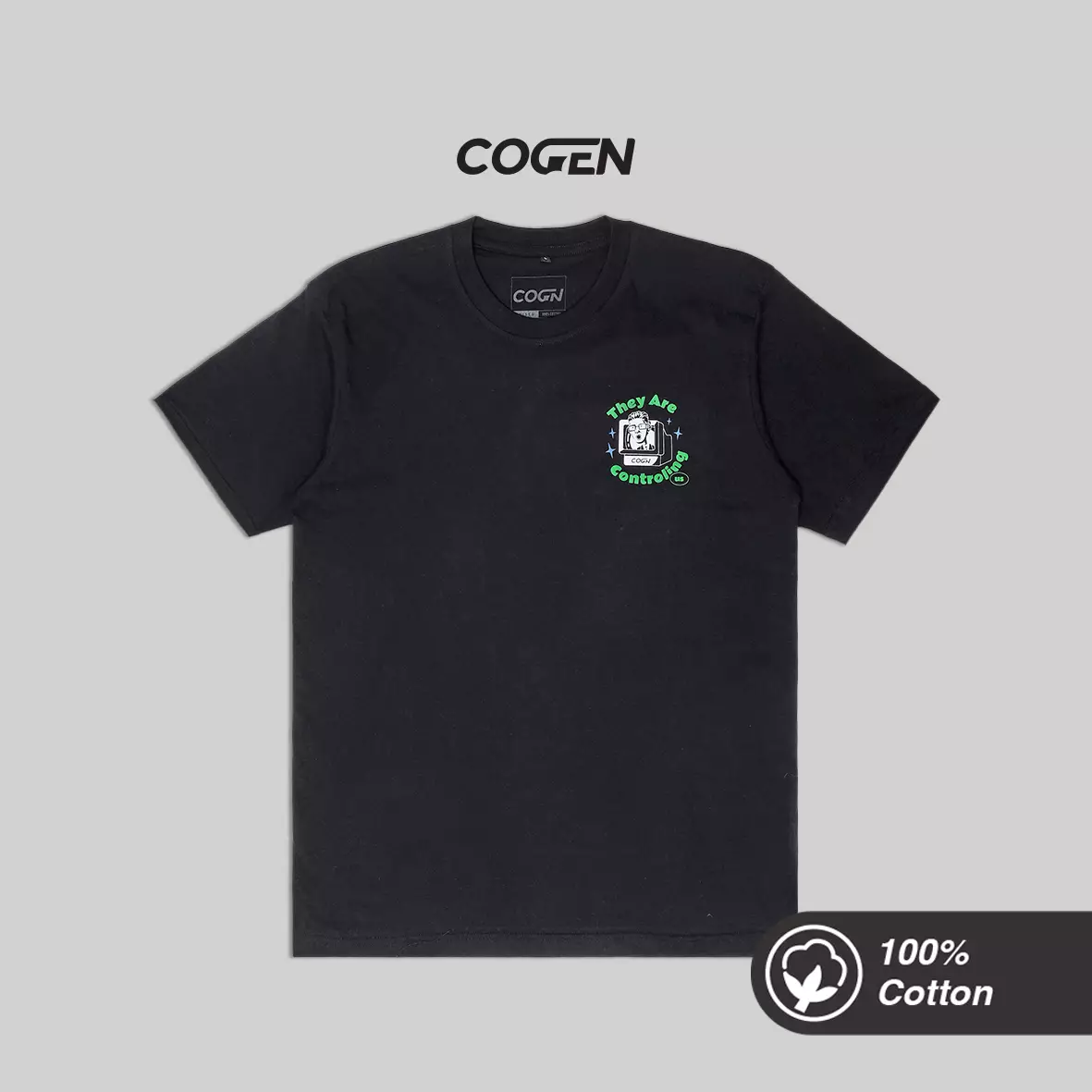 Cogen Kaos Tshirt Hitam T Shirt Black Basic - Controling Us