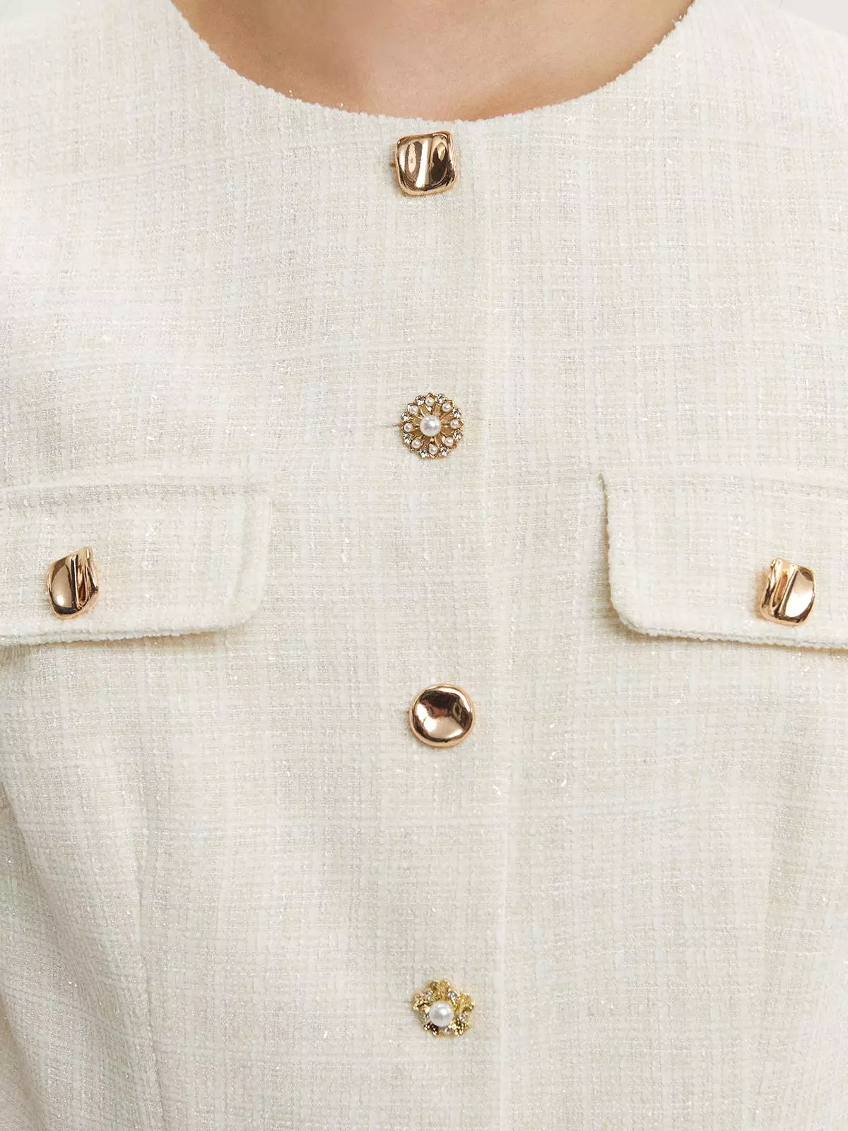 Tweed Crop Top - Cream