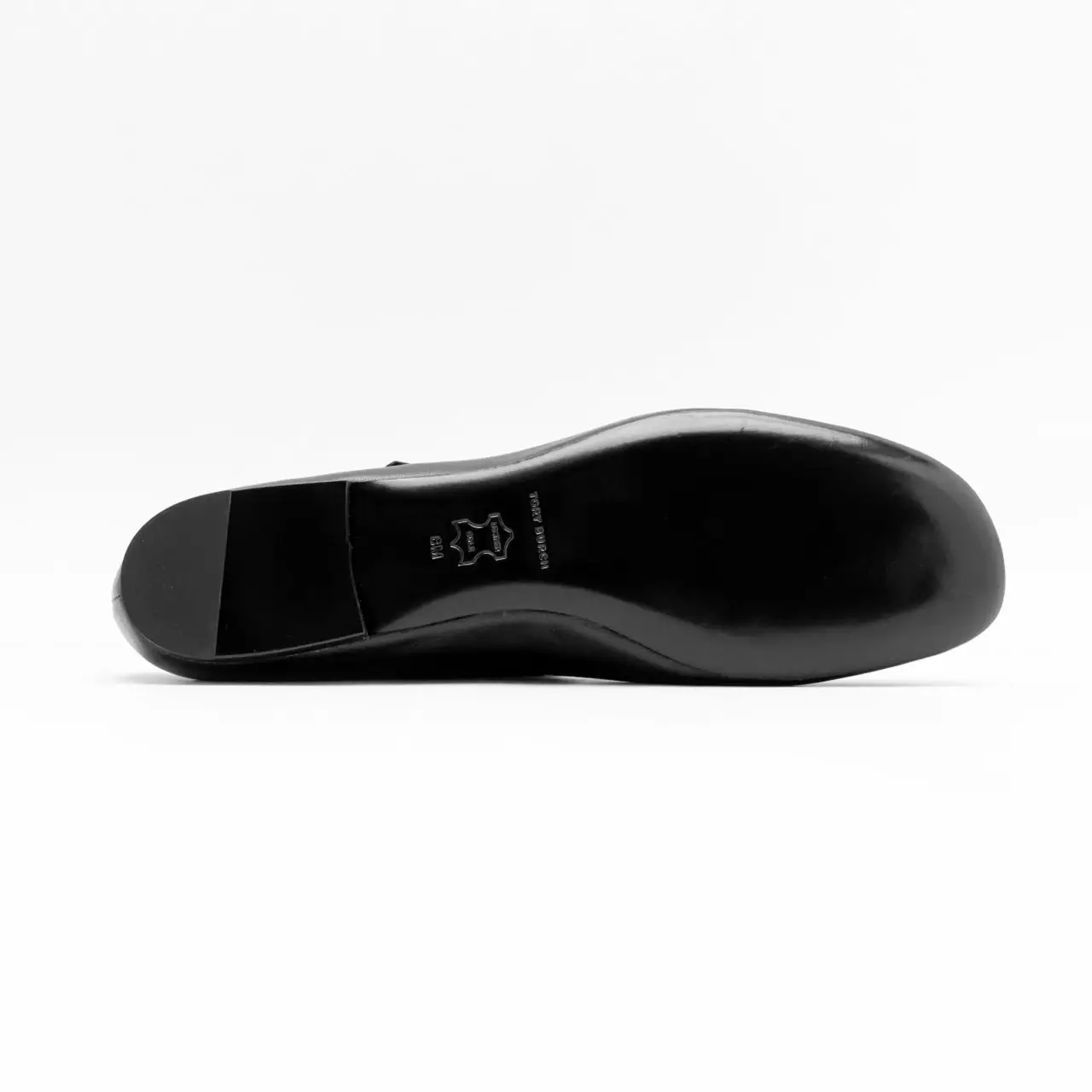Mary Jane Back Metal Logo Ballet Flats Black