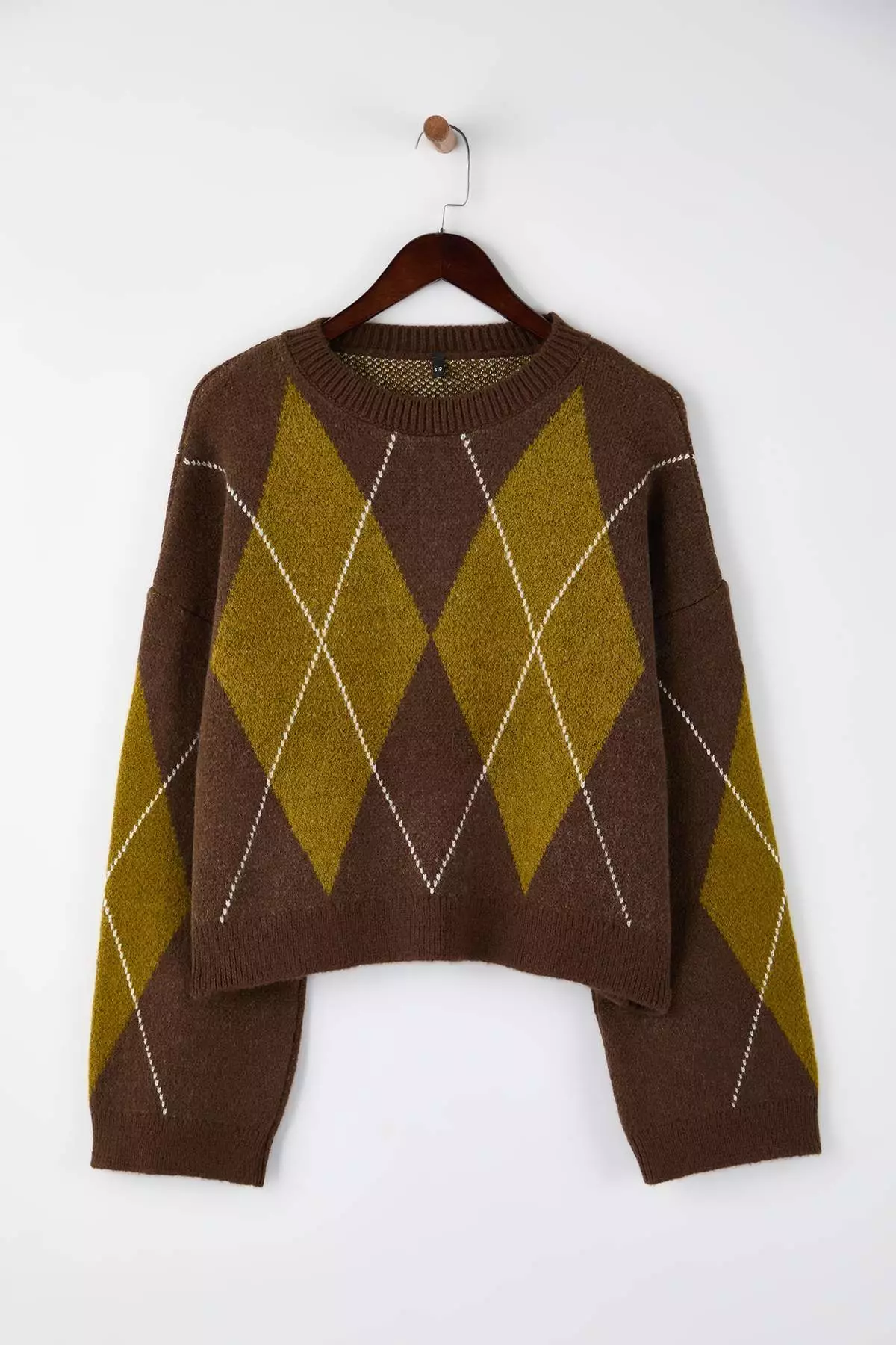 Brown Baklava Patterned Knit Sweater Twoaw26Kz289