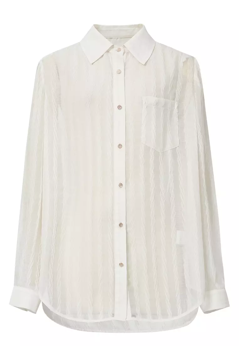 Semi-Transparent Textured Blouse