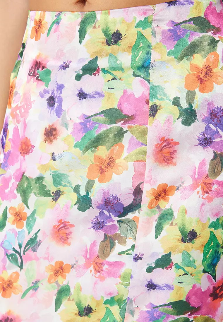 Floral Patterned Midi Skirt