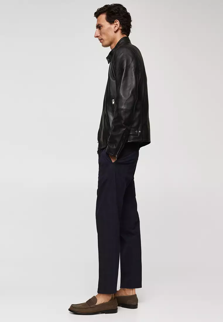 Mango leather jacket on sale mens