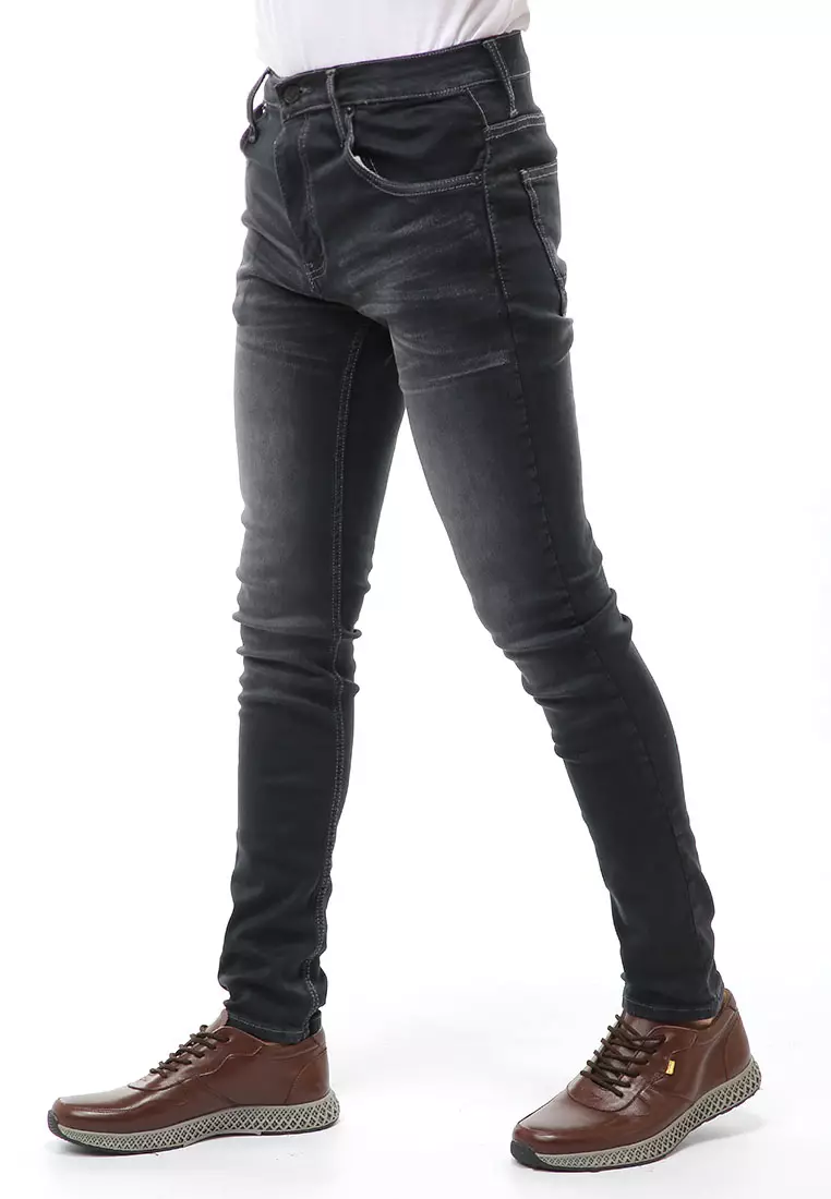 Locko Long Pants Celana Skinny Soft Jeans Pria Material Denim ORIGINAL - Gray