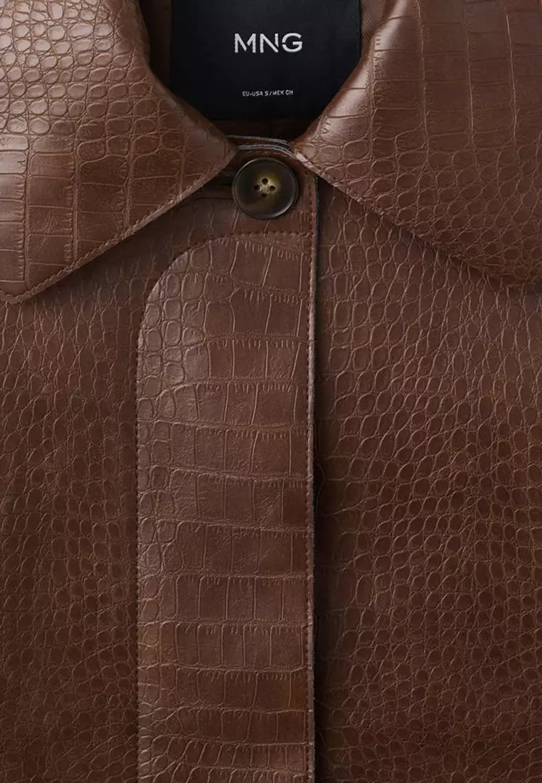 Croc-Effect Faux Leather Jacket
