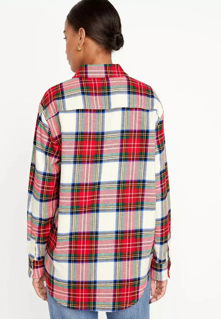 Oversized Flannel Boyfriend Shirt For Women
