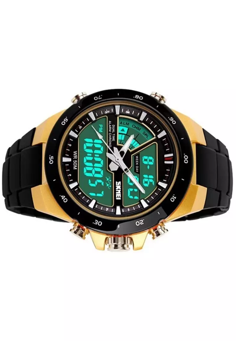 Jam Tangan Casual Digital Analog Pria Many Function Strap Tali Material Plastik ORIGINAL - AB77