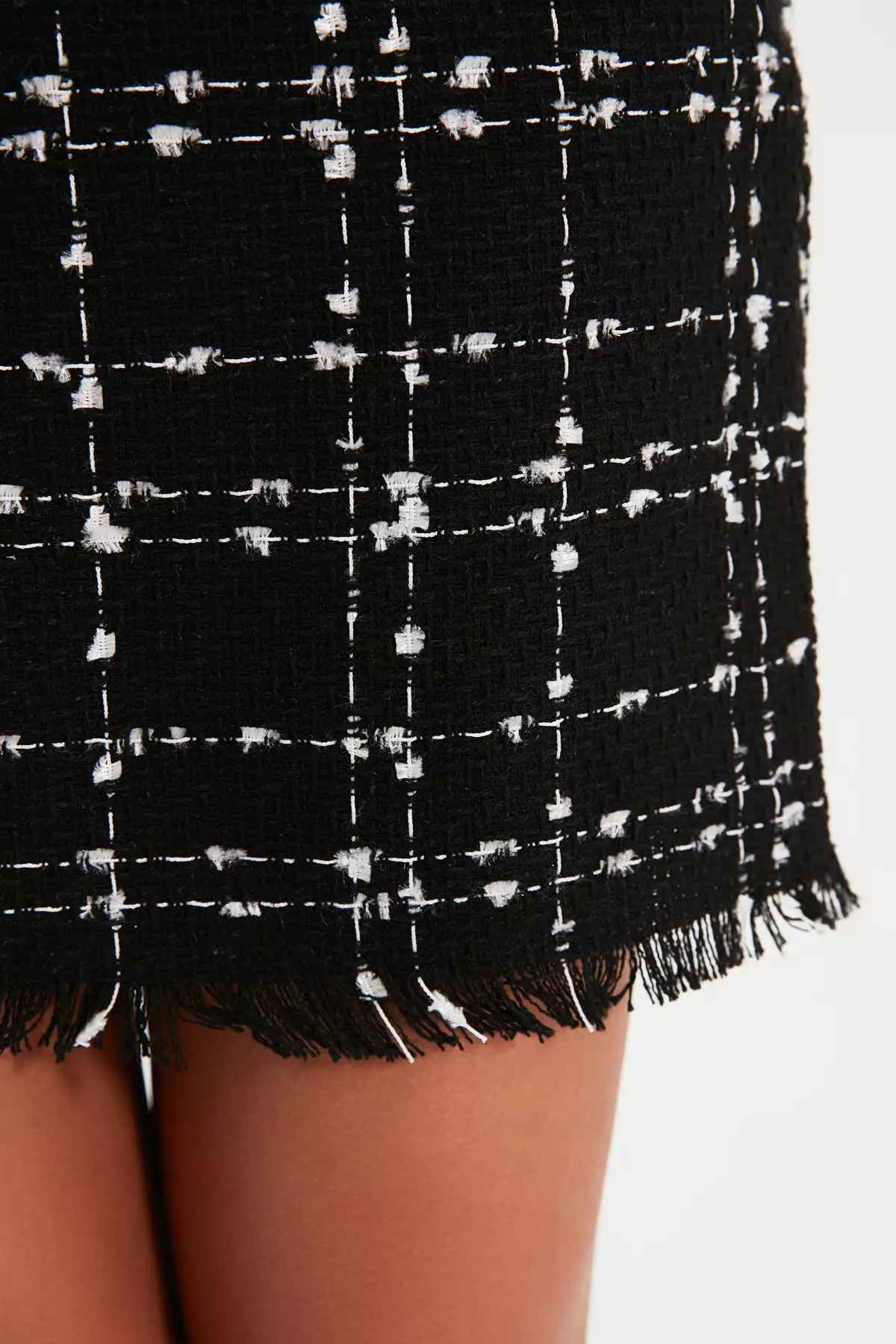 Tassel Detailed Tweed Mini Skirt