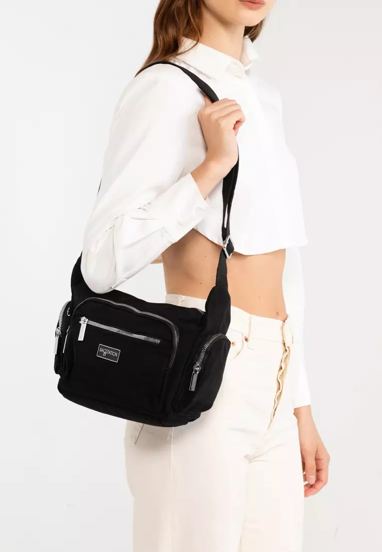 Metallic Series Crinkle Nylon Crossbody Bag