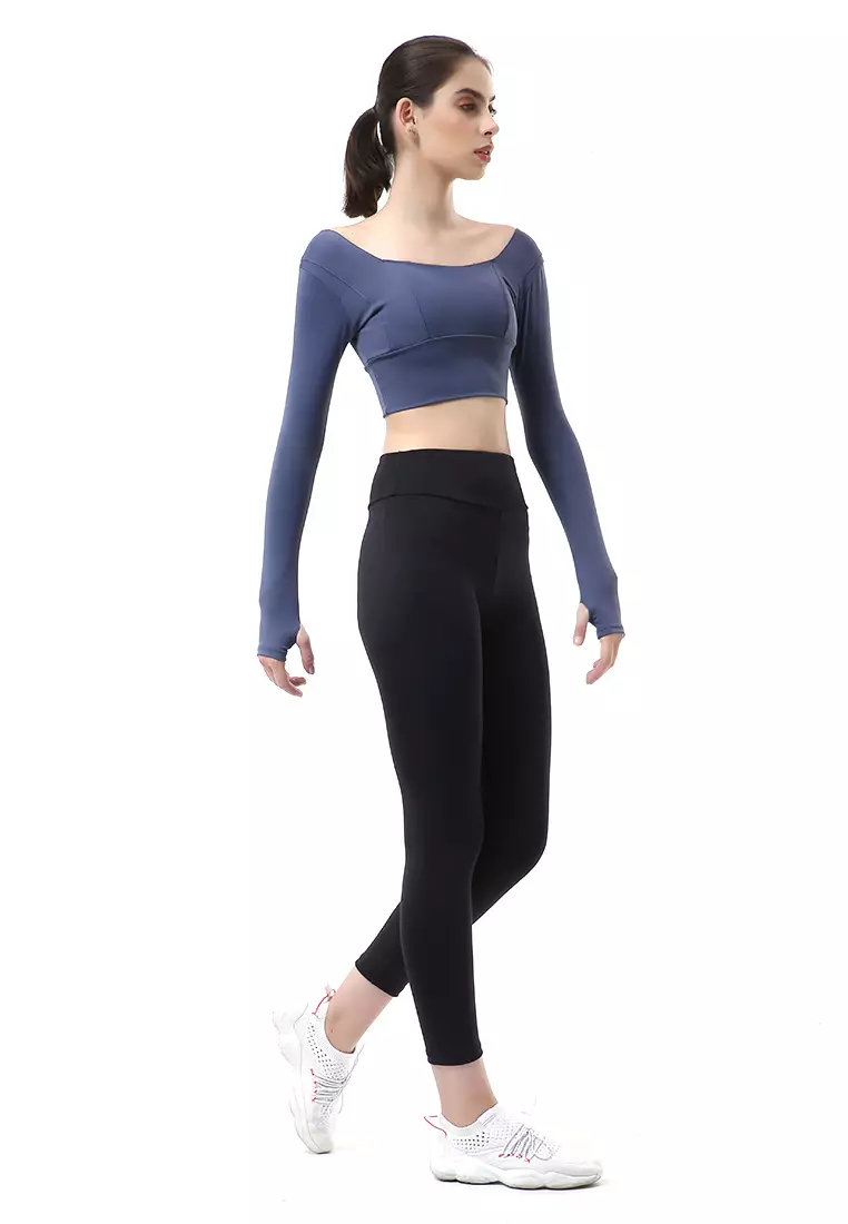 Mikayla One Set Pakaian Olahraga Wanita Atasan & Celana Panjang Kombinasi Warna Material Polyester ORIGINAL - Navy Black