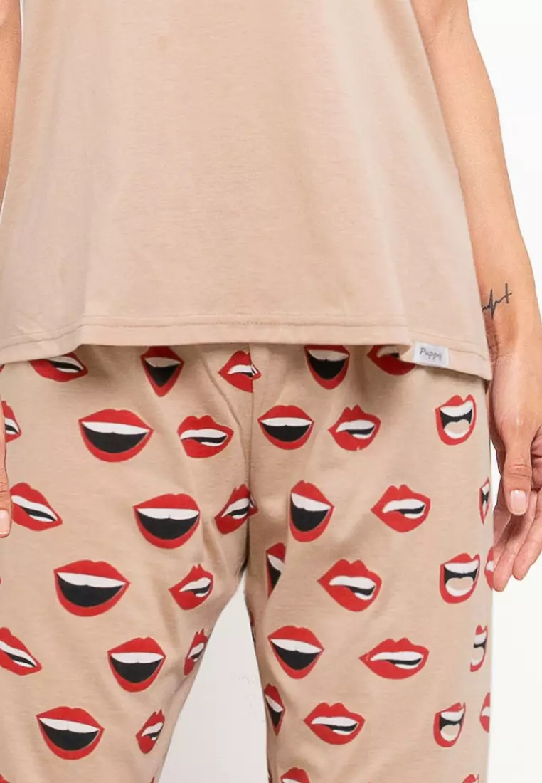 Pyjama Pijama Short Sleeve Long Pants Sleepwear