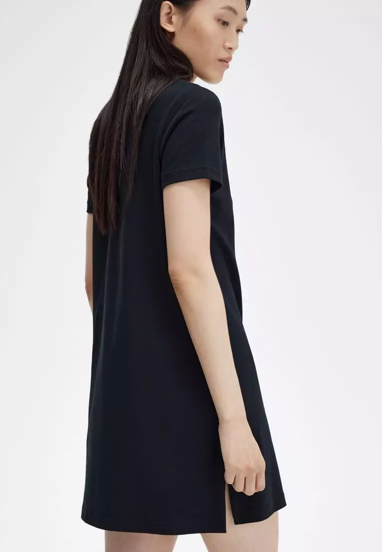 ◆FRED PERRY◆ Womens Split Detail Pique Dress Carrington Ro Fred Perry Womens Split Detail Pique Dress Black