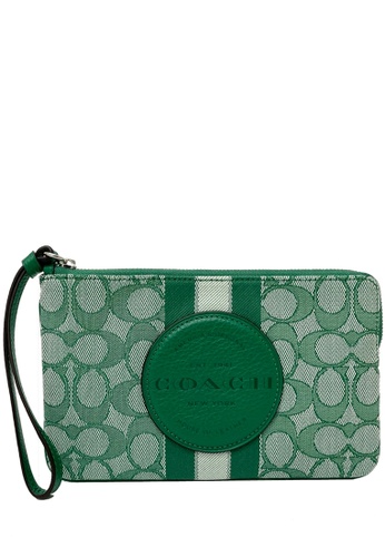 Coach Coach Dempsey Large Corner Zip Wristlet In Signature Jacquard With  Stripe And Coach Patch - Green 2023 | Buy Coach Online | ZALORA Hong Kong