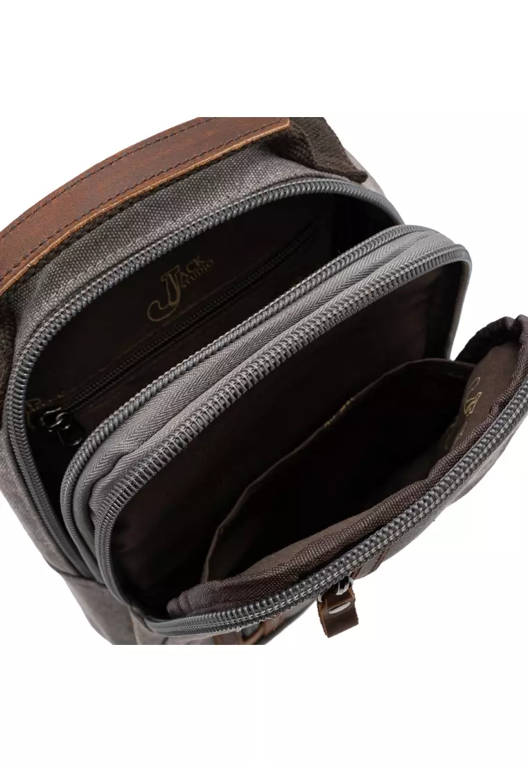 Jack Studio Canvas Leather Stylish Crossbody Sling Chest Bag BAD 21002