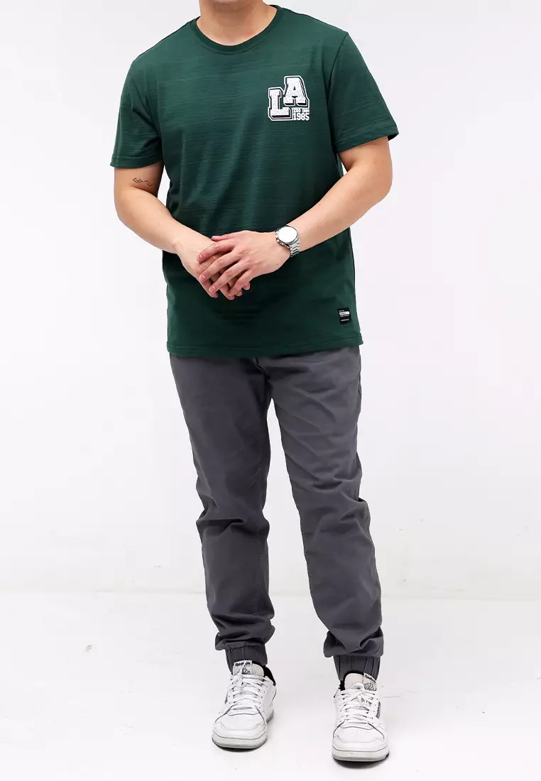 Round Neck Streaky Short Sleeves