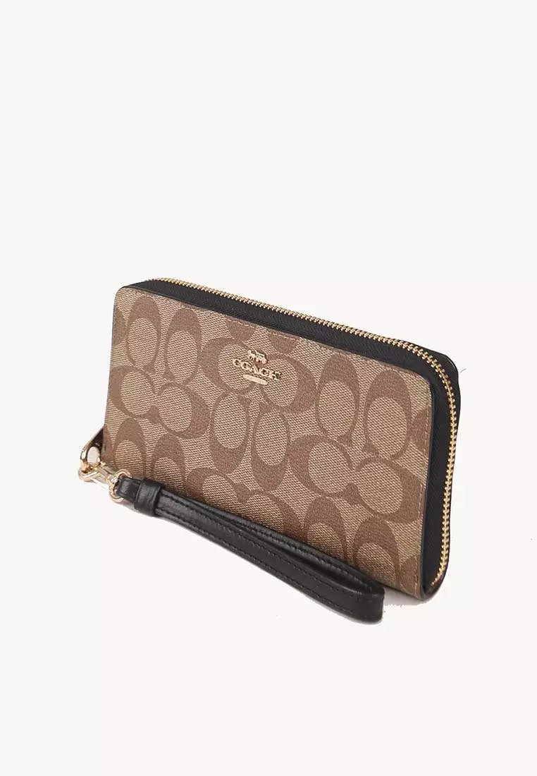 Buy COACH Coach Signature Long C4452 Zip Around Wallet In Khaki Black 2024  Online | ZALORA Singapore