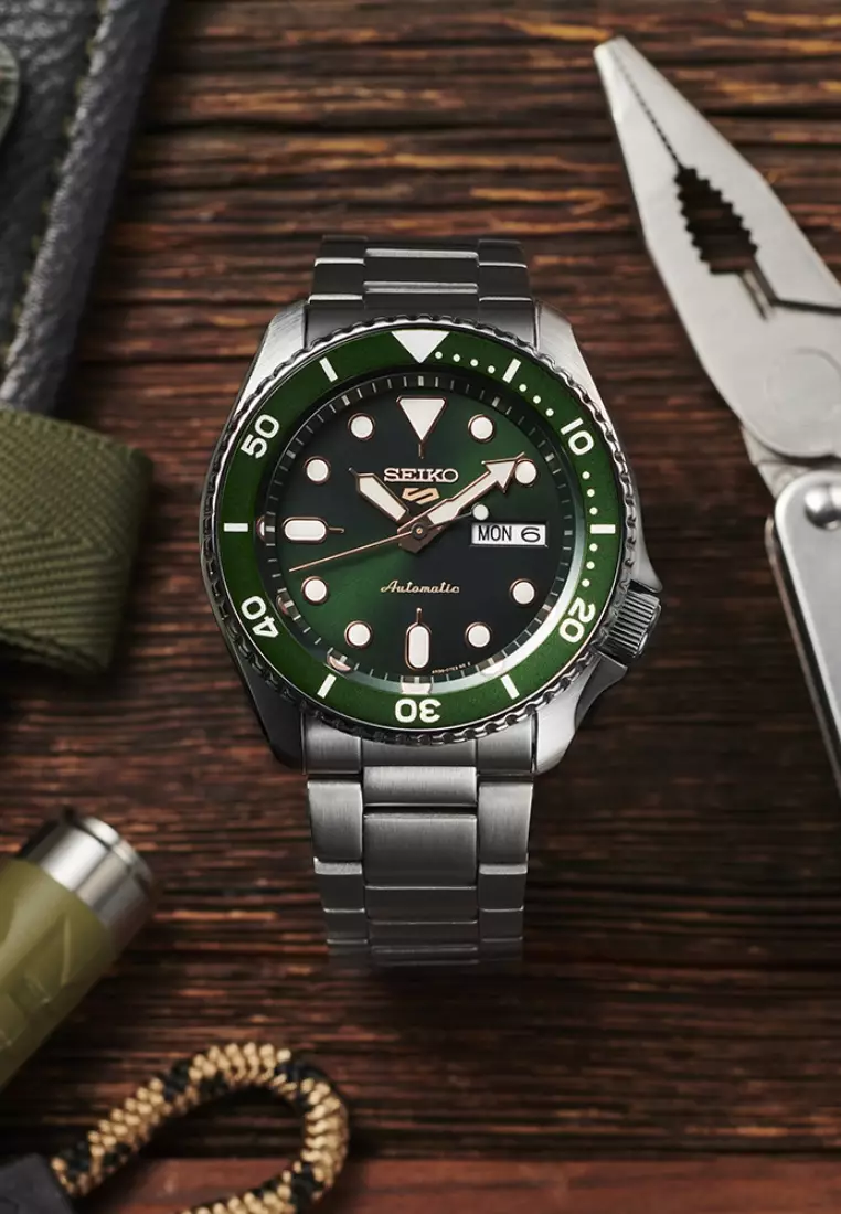 Seiko 5 Sports SKX Series Green Dial With Rose Gold Accents Stainless Steel Band Automatic Watch SRPD63K1