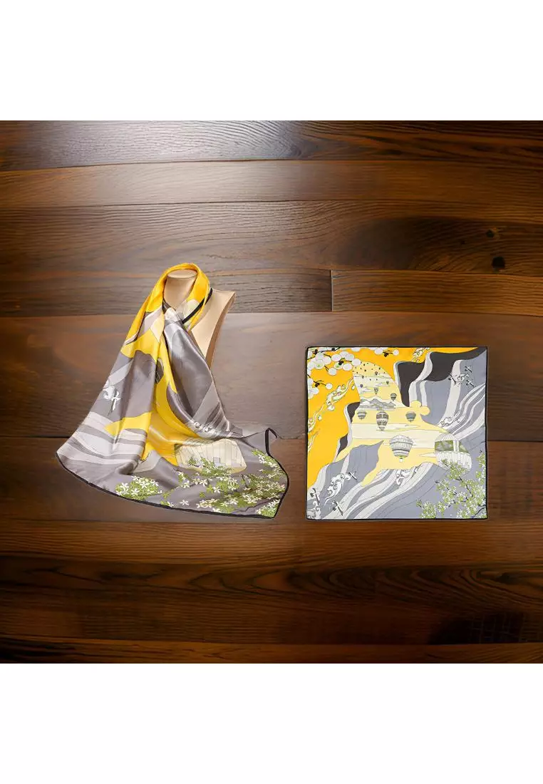 Luxury Silk Ladies' Large Scarf, Sun-Proof Crepe Satin, Premium Souvenir.
