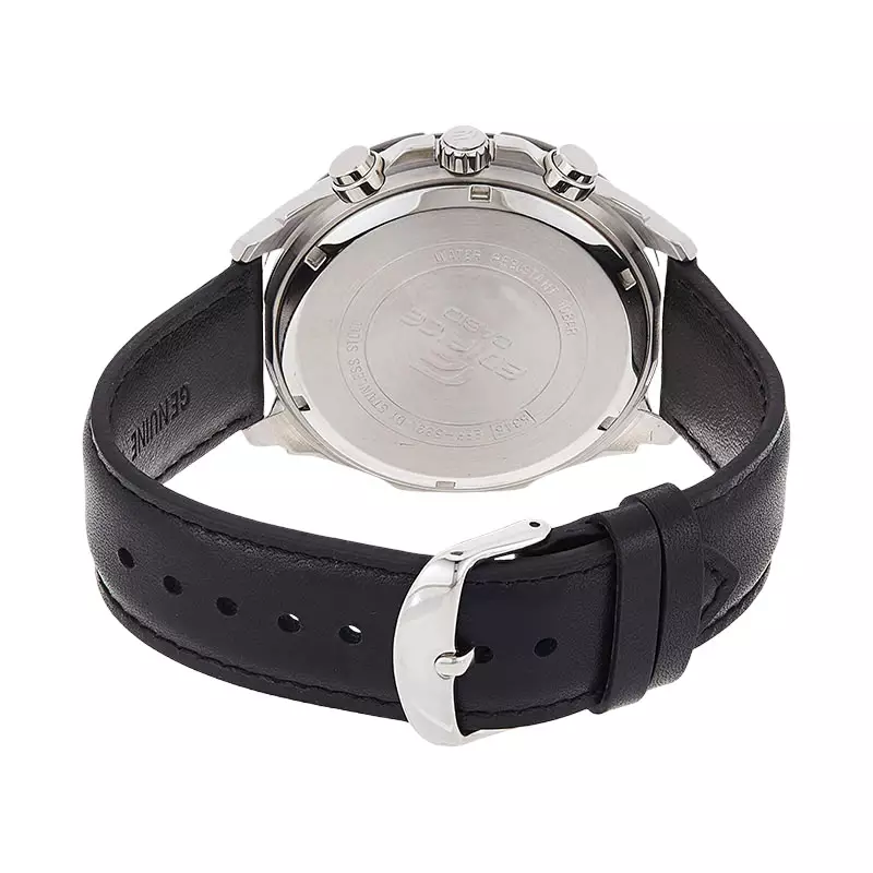 Jam Tangan Pria Casio Edifice EFR-539L-1AVUDF Chronograph Men Black Dial Black Leather Band