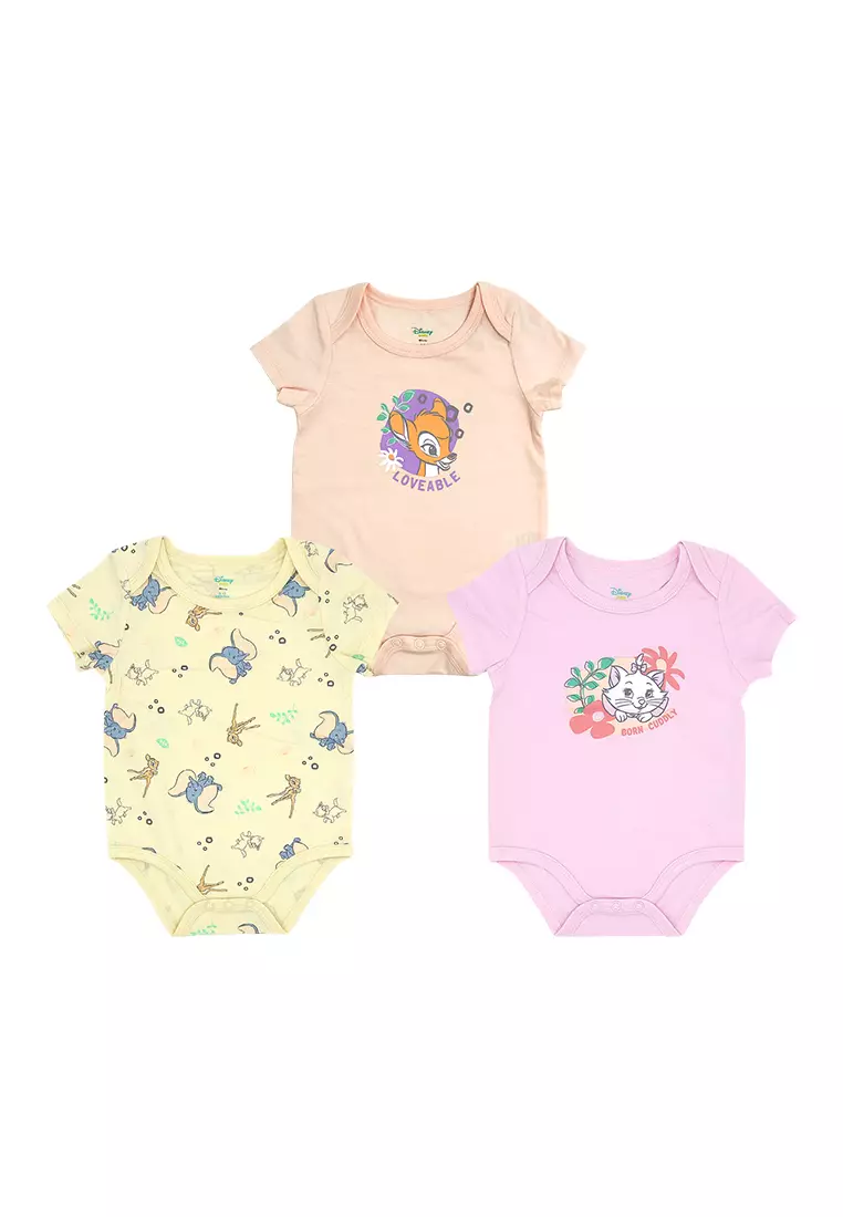 Licensed Newborn Essentials Shortsleeves Onesies Pack of 3 "Loveable"