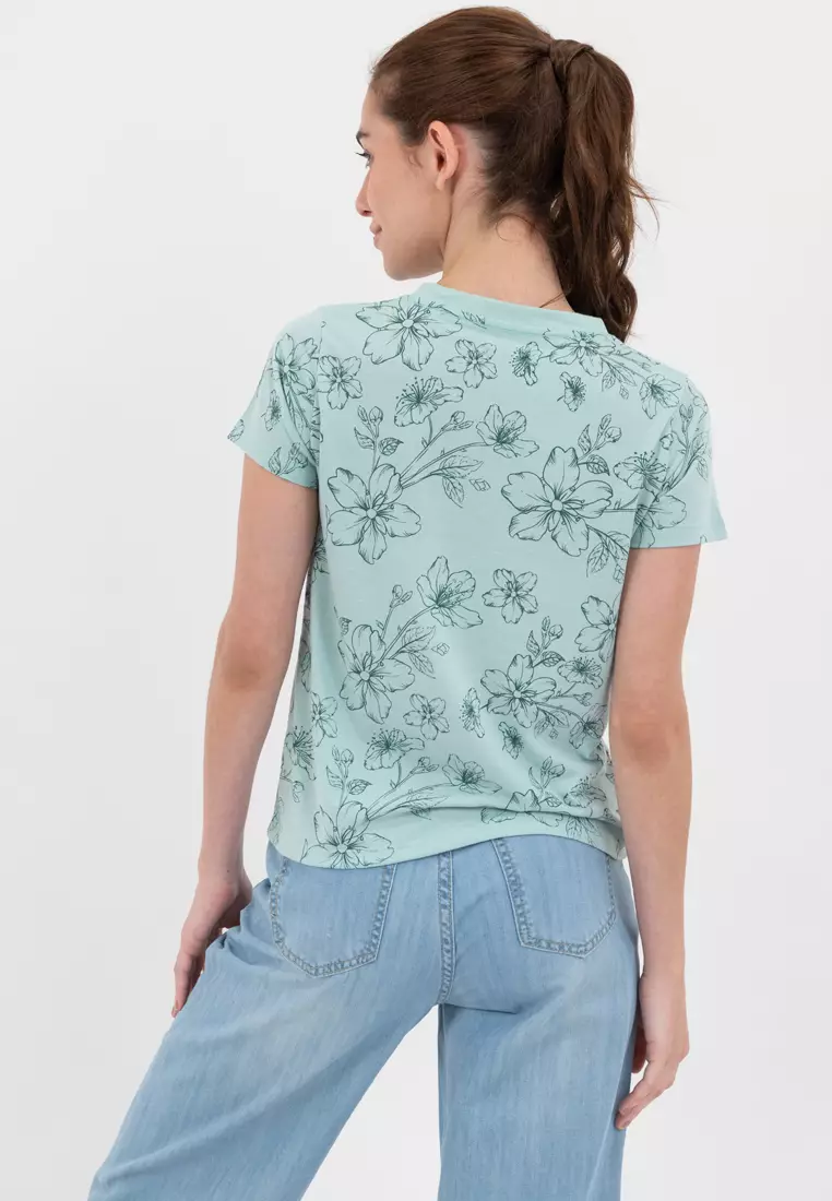 Online Exclusive Ladies All Over Print Tee Beryl Green