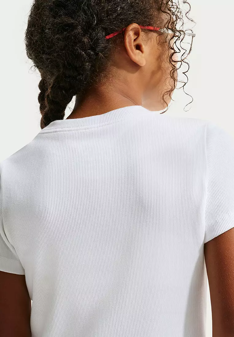 Sportswear Older Kids' (Girls') Slim Cropped Ribbed T-Shirt