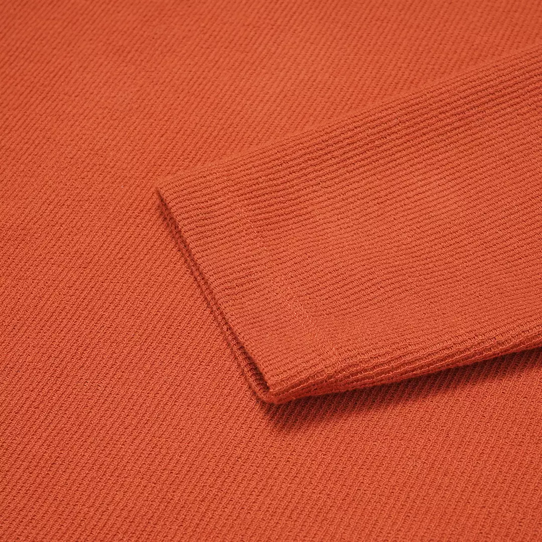 Vertical Texture Long Sleeve Polo Shirt Coral Red