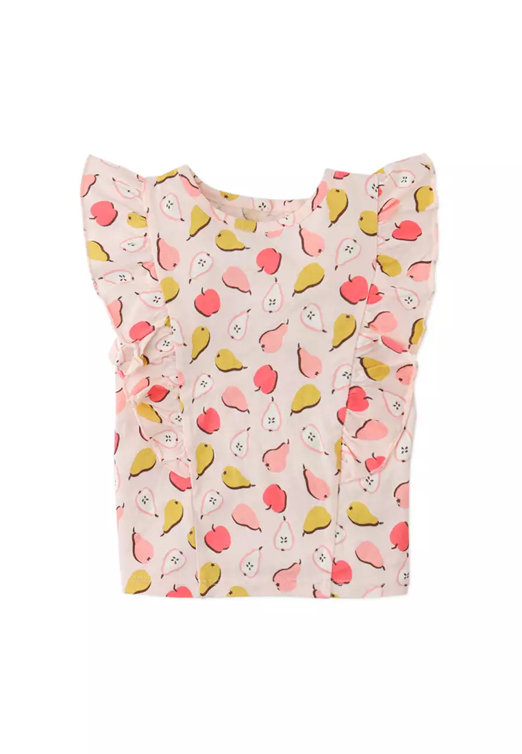 Missy All Over T-Shirt With Ruffle Sleeves