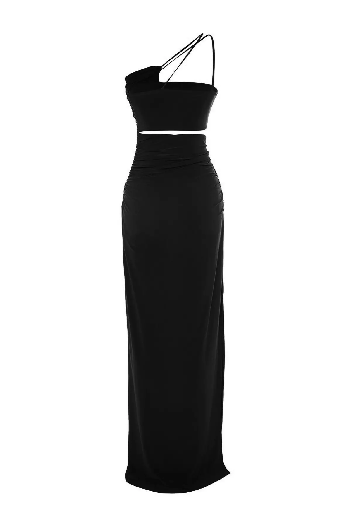 Neck Slit Evening Dress