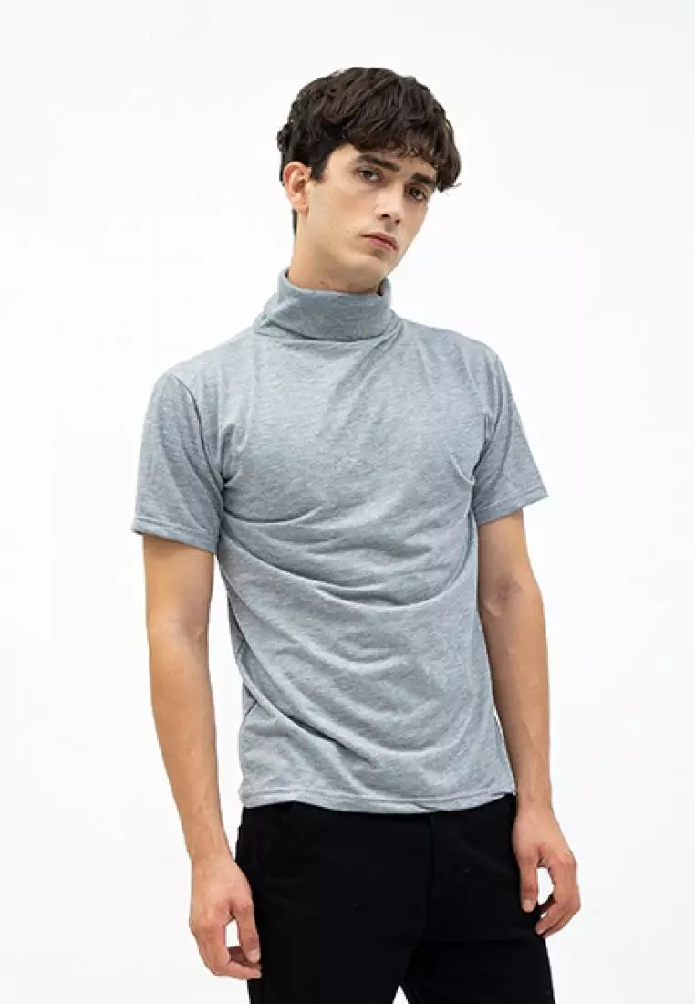 Turtle neck shirt kerah tinggi lengan pendek Abuabu kaos polos houseofcuff