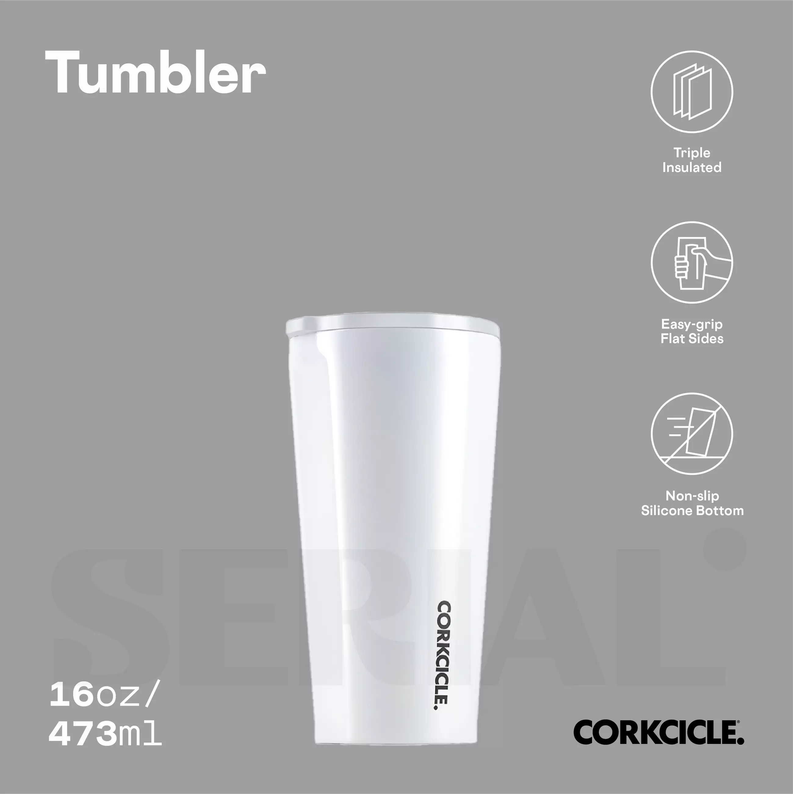 CORKCICLE® Tumbler 16oz - Dipped Modernist White