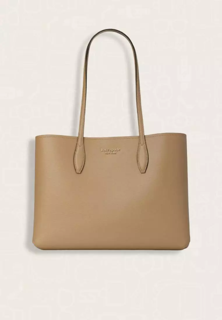 Kate Spade All Day Large Crossgrain Leather Tote Timeles Taupe
