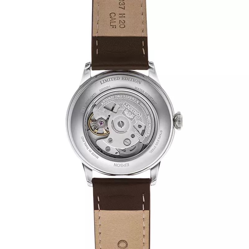 Jam Tangan Pria Orient Classic RA-AC0M14L Bambino 38 Men Baby Blue Dial Brown Leather Strap Limited Edition