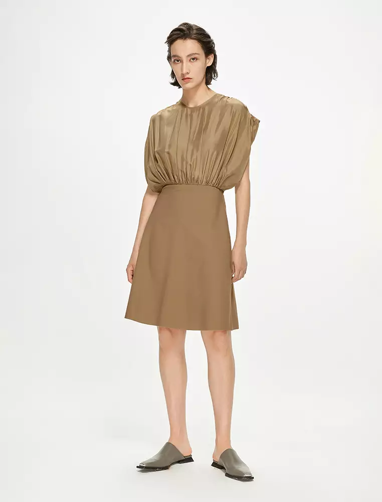 電力紡X型修身優雅無袖連衣裙