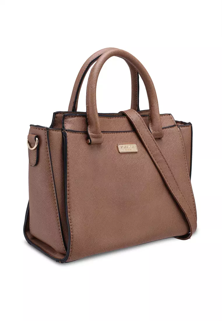 Saffiano Convertible Top Handle Bag