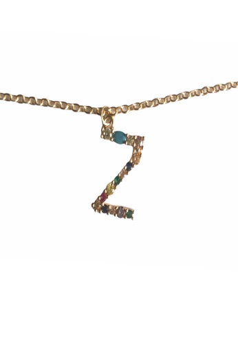 CINDERTOELLA gold Akin Jewelry - Initial Alphabet Letter Z Zircon Stone Pendant 18K Gold Plated Necklace 1AA51ACDE1E171GS_1