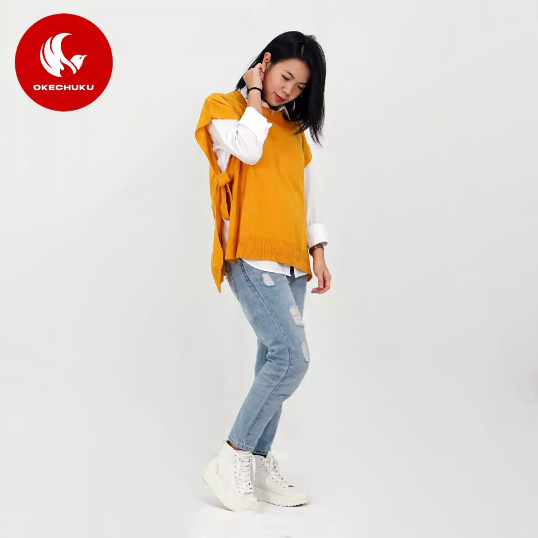 OKECHUKU Andien Knit Vest Korean Style Rompi Rajut Wanita Polos Vest Tali Outer Hijab