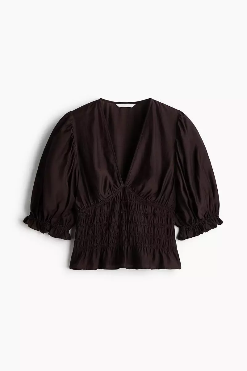 Smocked-waist blouse