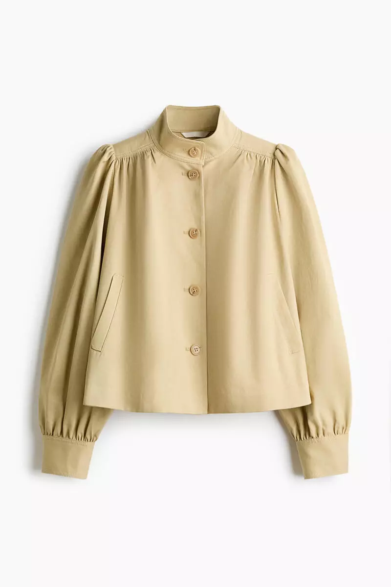Puff-sleeved twill jacket
