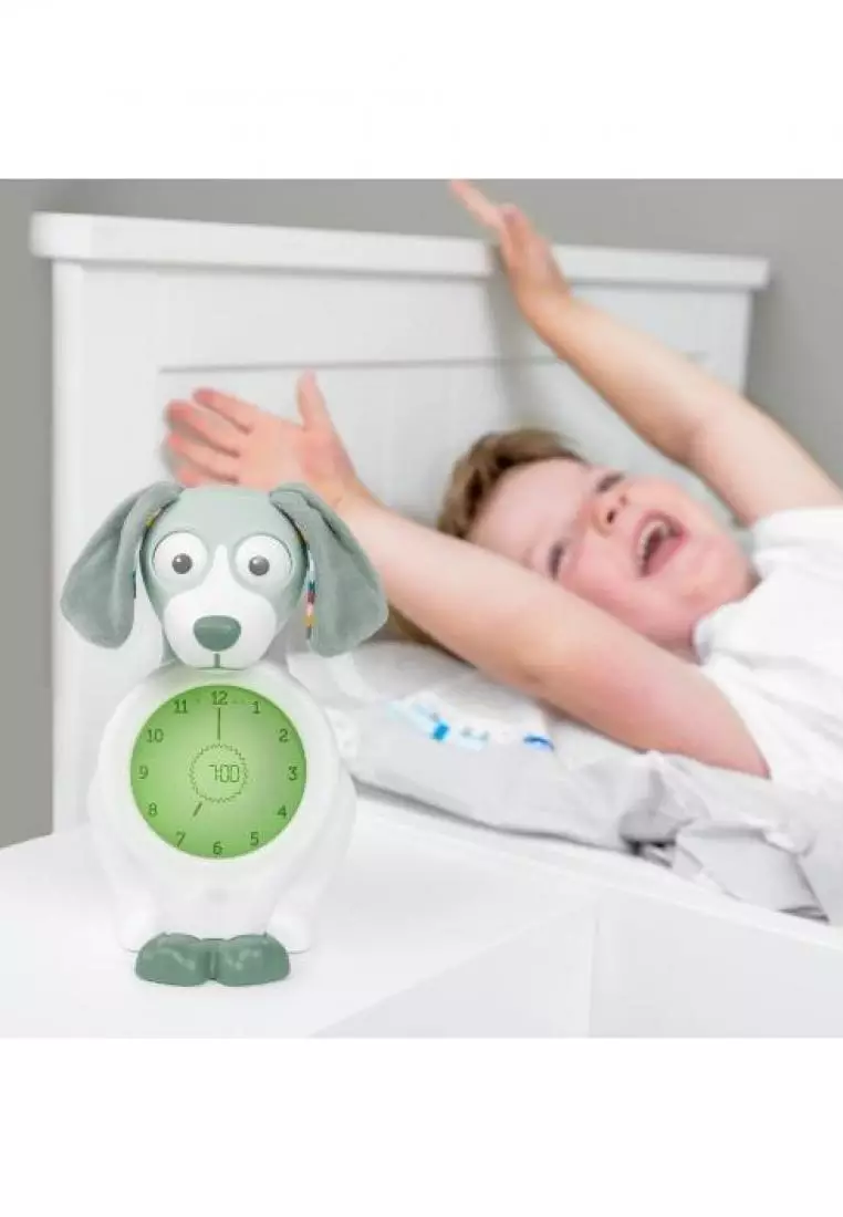 [Zazu Kids] Davy the Dog, Sleep Trainer with Nightlight and Alarm Clock, Comes with Analogue and Digital Clock for Kids - Blue