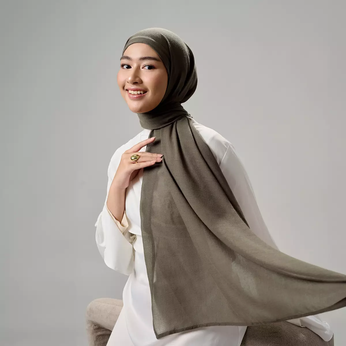 ZM Zaskia Mecca - Yona Wood | Arabian Shawl Pashmina Hijab Premium