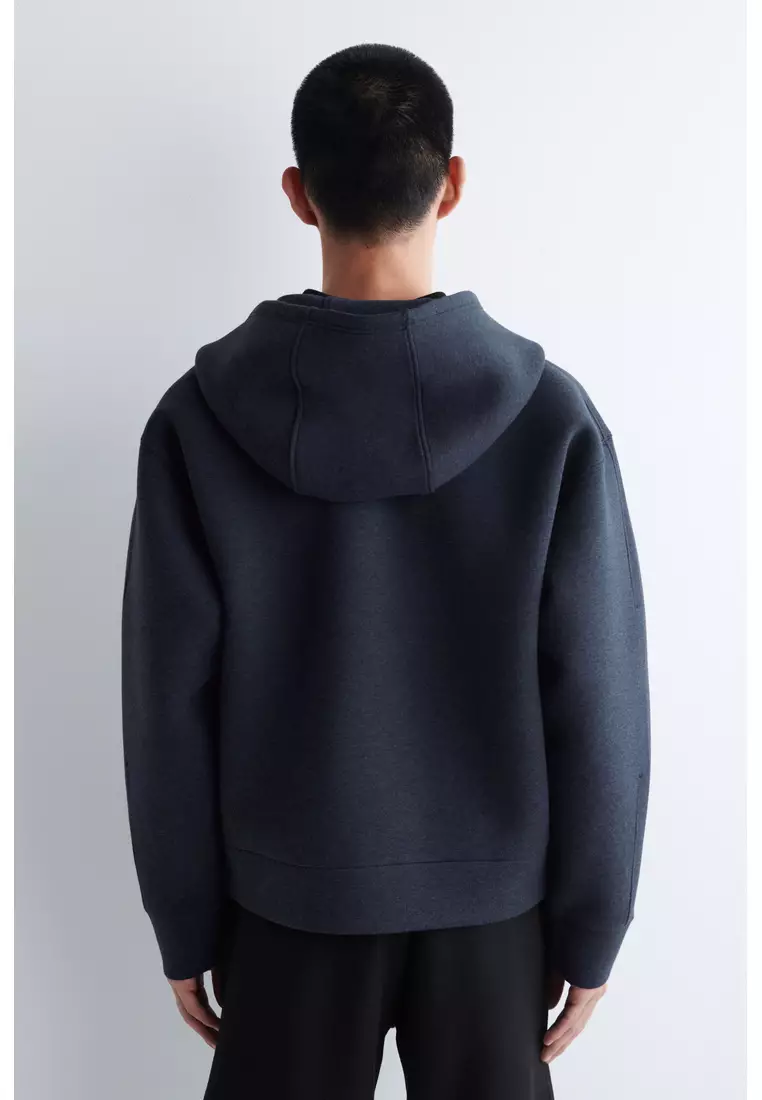 OVERSIZED SCUBA-JERSEY ZIP-UP HOODIE