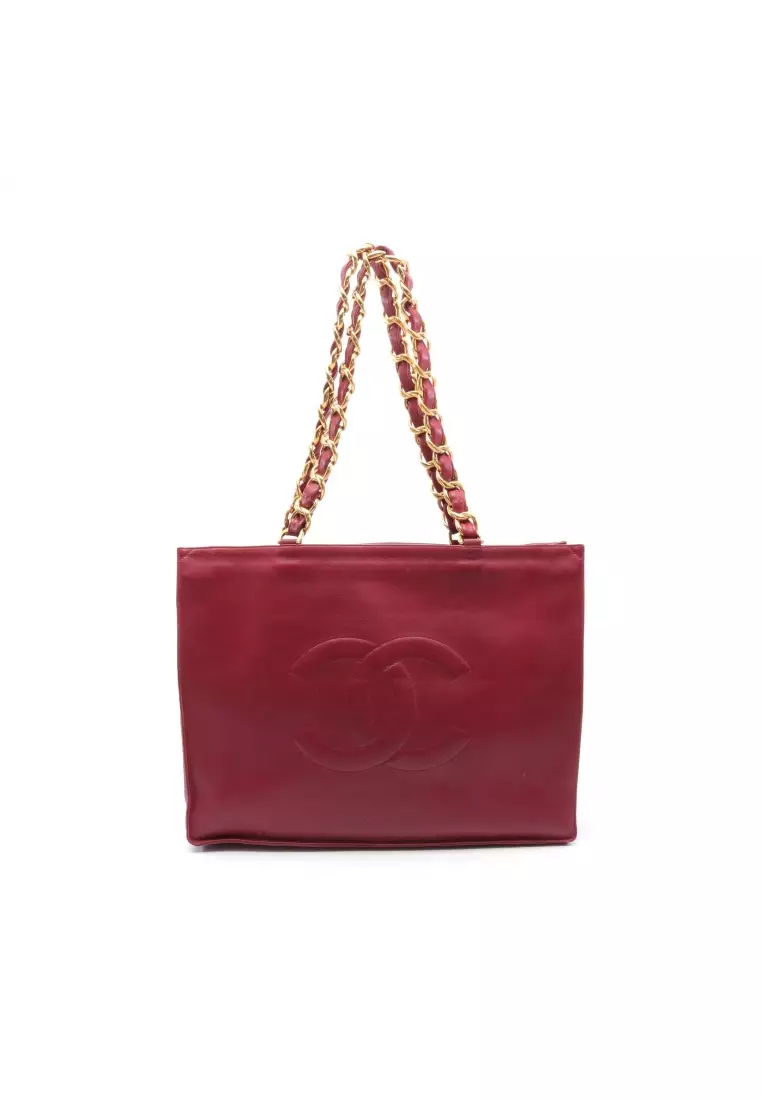 Buy Chanel Pre-loved CHANEL coco mark chain shoulder bag chain tote bag  lambskin Bordeaux gold hardware 2023 Online