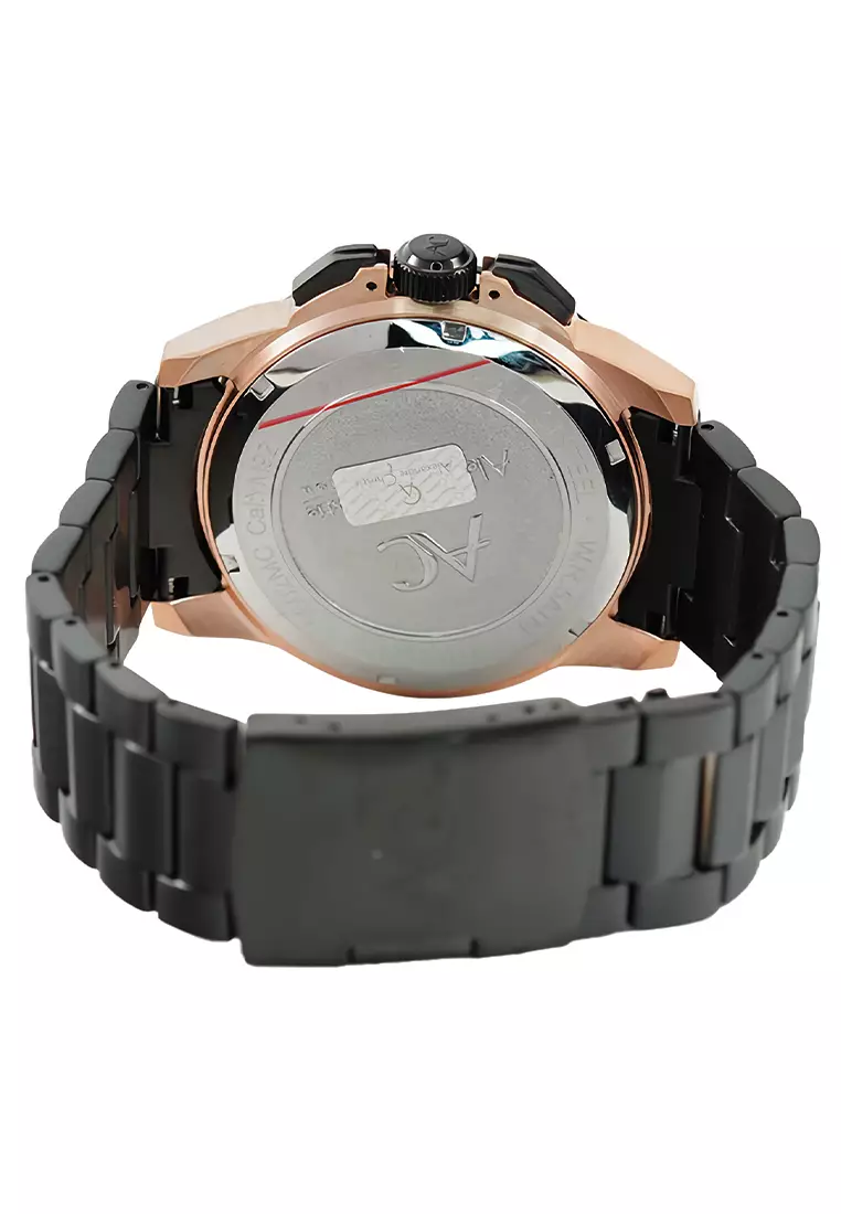 Alexandre Christie - Jam Tangan Chronograph Pria - Rosegold - Black Stainless Steel Bracelet - 9602 MCBBRBA