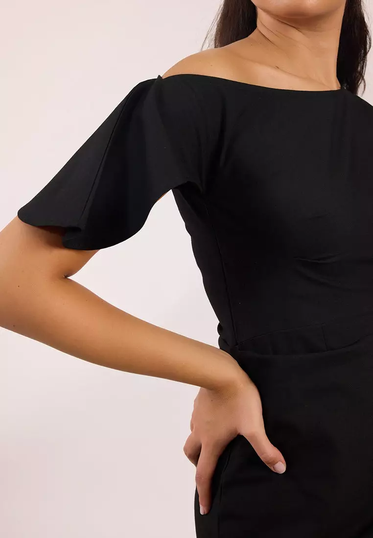 VIRGIO Viscose Asymmetric Sleeve Mini Dress