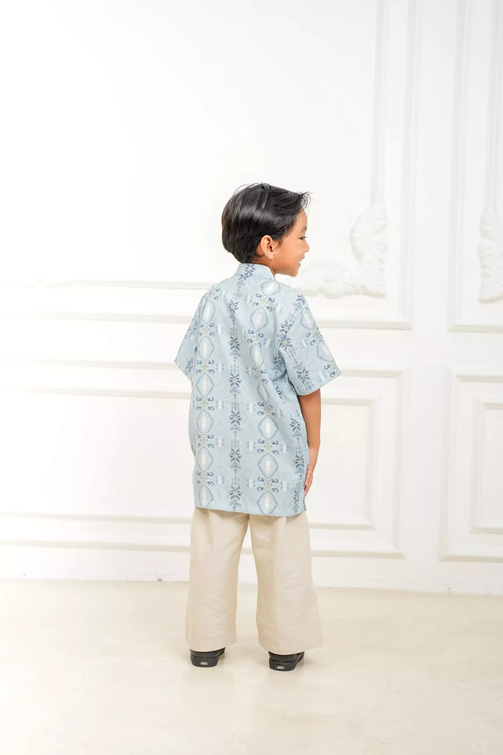 Sarimbit Arunika Sky Blue Pria  Kemeja Koko Anak Lengan Pendek Regular Fit Furing